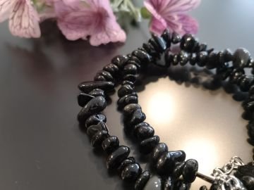 Obsidyen Ham Taş Dizi Kolye