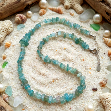 Apatit Şekilsiz Taş Dizi Kolye