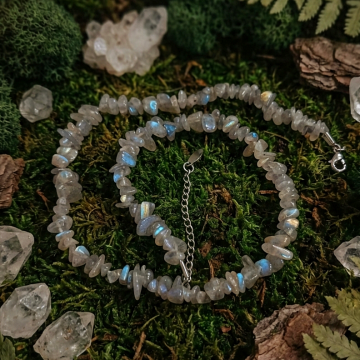 Labradorit Ham Taş Dizi Doğal Taş Kolye