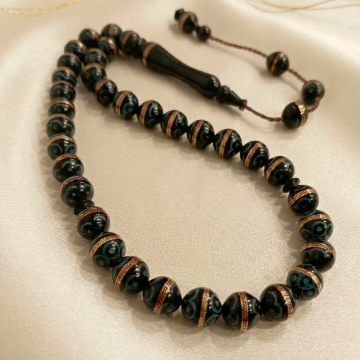 Küre Kesim Pirinç İşlemeli Kuka 33 lü Tesbih