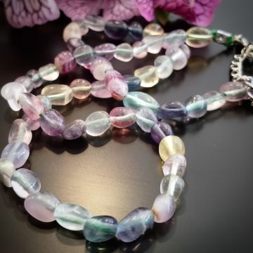 Florit Taşı Amorf Doğal Taş Dizi Kolye