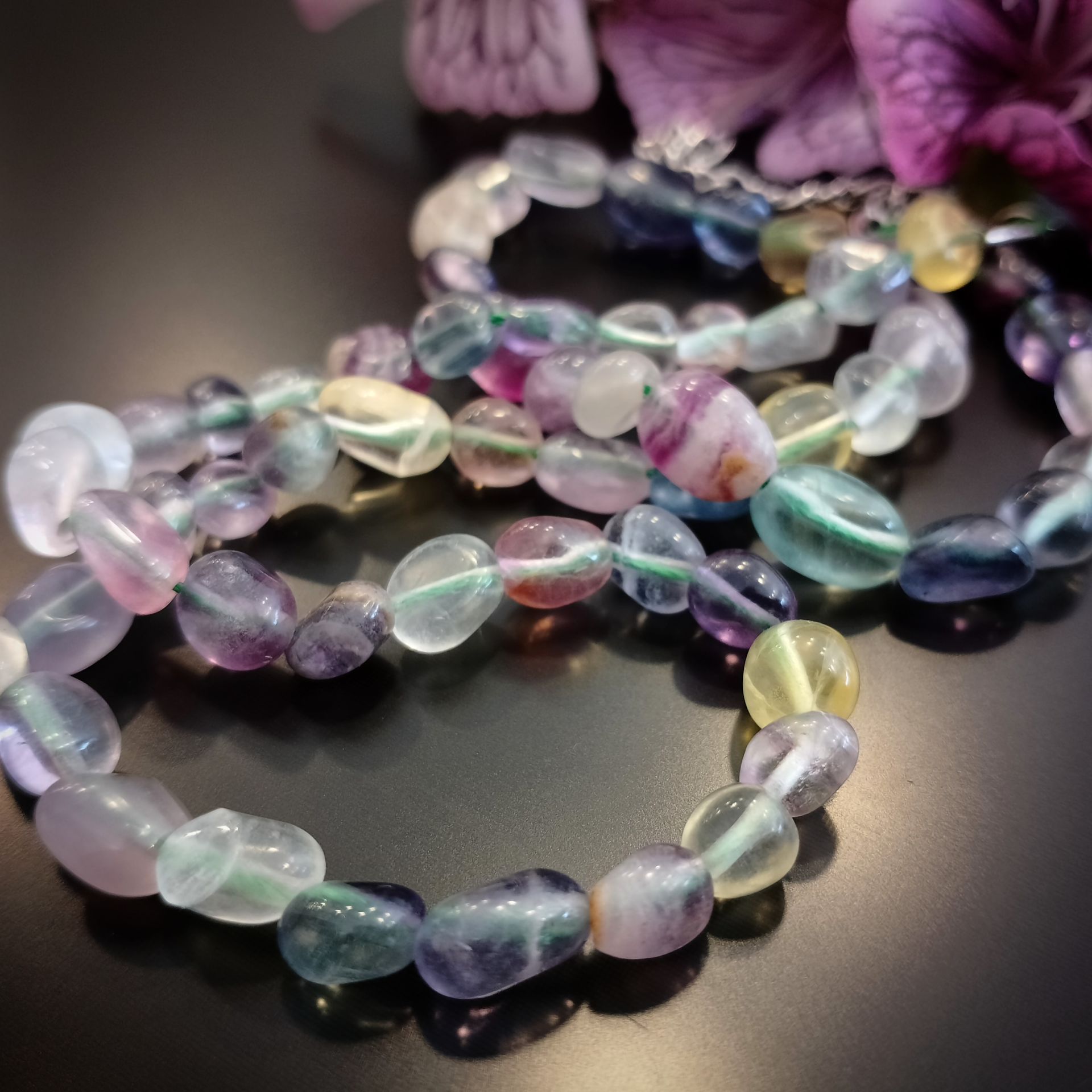 Florit Taşı Amorf Doğal Taş Dizi Kolye