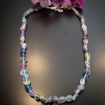 Florit Taşı Amorf Doğal Taş Dizi Kolye