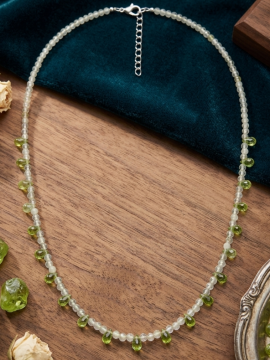 Prehnit ve Damla Kesim Zebercet Tasarım Gümüş Kolye