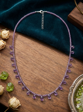 Damla Kesim Ametist Tasarım Gümüş Kolye