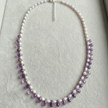 Arpa İnci ve Damla Kesim Sitrin Tasarım Gümüş Kolye