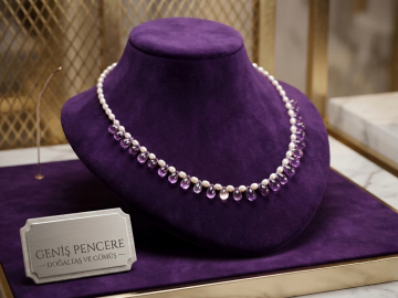 Arpa İnci ve Damla Kesim Sitrin Tasarım Gümüş Kolye