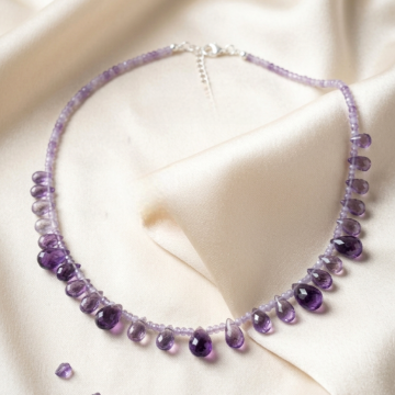 Damla Kesim Ametist Tasarım Gümüş Kolye