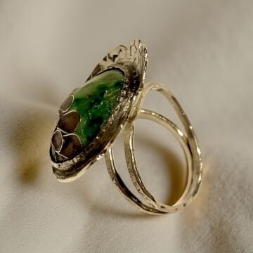 Sıcak Mineli Lotus Gümüş Yüzük