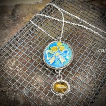 Sarı Güller Buketi Sıcak Mineli Gümüş Kolye