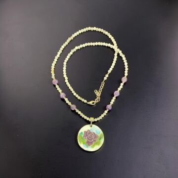 Gül ve Aytaşı Mineli Kolye