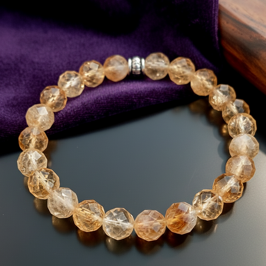 Özel Faset Kesim Sitrin Doğal Taş Bileklik