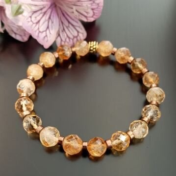 Özel Faset Kesim Sitrin ve Hematit Tasarım Doğal Taş Bileklik