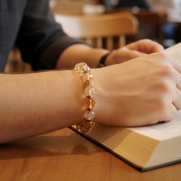 Özel Faset Kesim Sitrin ve Hematit Tasarım Doğal Taş Bileklik