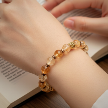 Özel Faset Kesim Sitrin ve Hematit Tasarım Doğal Taş Bileklik