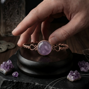 Ametist ve Trend Bakır Bileklik (Bilezik)