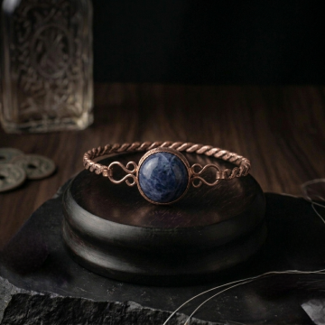 Sodalit ve Trend Bakır Bileklik (Bilezik)
