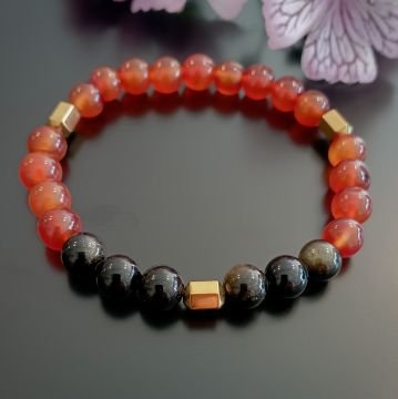 Akik, Gold Obsidyen ve Hematit Doğal Taş Bileklik