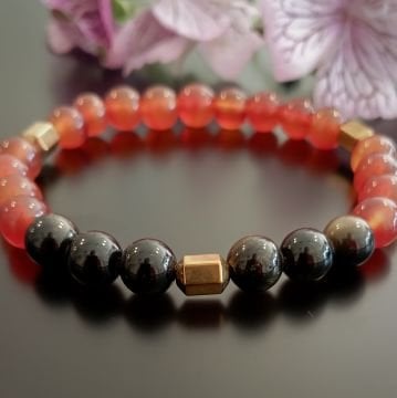 Akik, Gold Obsidyen ve Hematit Doğal Taş Bileklik