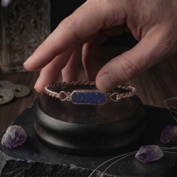Lapis Lazuli Taşlı Trend Bakır Bileklik (Bilezik)