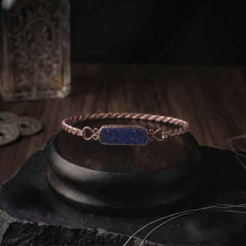 Lapis Lazuli Taşlı Trend Bakır Bileklik (Bilezik)