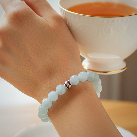 Faset Kesim Akuamarin Doğal Taş Bileklik