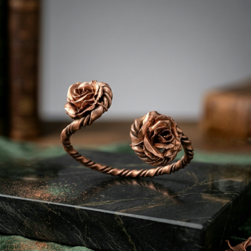 Gül Motifli Bakır Bileklik (Bilezik)