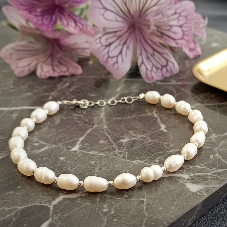 İnci Gümüş Bileklik