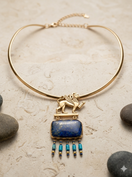 Gordion Sfenks Lapis Lazuli Bronz Kolye (Gerdanlık)