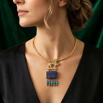 Gordion Sfenks Lapis Lazuli Bronz Kolye (Gerdanlık)