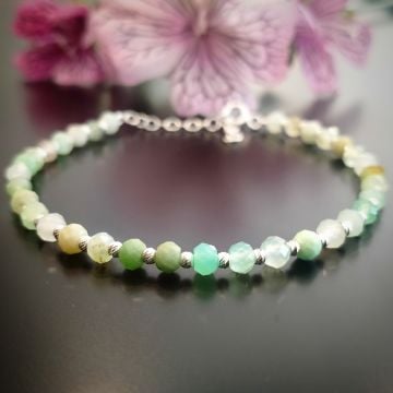 Krizopras Taşı Gümüş Bileklik - Enerji Dengeleyici