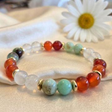 Krizopras, Selenit, Akik Bileklik - Huzur, Sakinlik ve Nazar Temalı