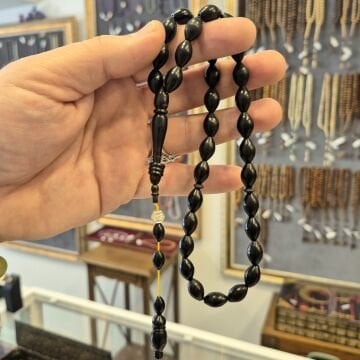 Usta İşi Arpa Kesim Abanoz Ağacı 33 lük Tesbih