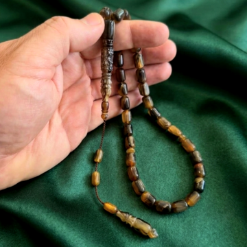 Usta İşi Kapsül Kesim İşlemeli Bufalo Boynuzu 33 lük Tesbih