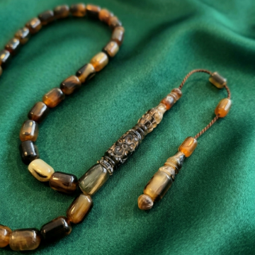 Usta İşi Kapsül Kesim İşlemeli Bufalo Boynuzu 33 lük Tesbih