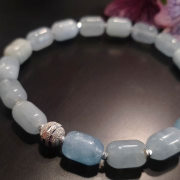 Özel Kesim Akuamarin Gümüş Bileklik