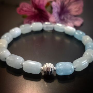 Özel Kesim Akuamarin Gümüş Bileklik