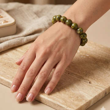 Zebercet (Peridot) Doğal Taş Bileklik - 12mm