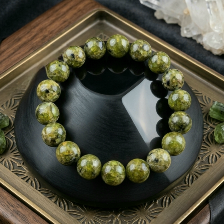 Zebercet (Peridot) Doğal Taş Bileklik - 12mm