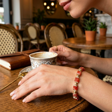Küp Kesim Akik ve Hematit Doğal Taş Bileklik - Nazar ve Topraklanma temalı