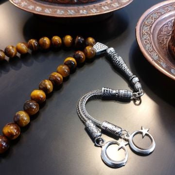 Kaplangözü ve Mavi Kalsedon Tasarım Doğal Taş 33 lük Tesbih