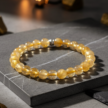 Gold Rutil Kuvars Doğal Taş Bileklik