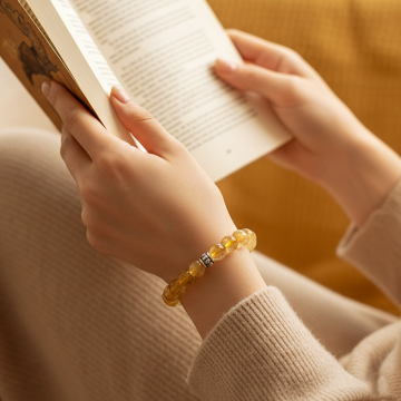 Gold Rutil Kuvars Doğal Taş Bileklik
