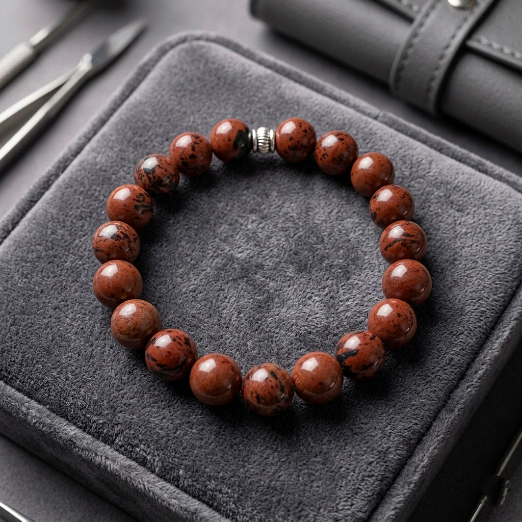 Kahverengi Obsidyen Doğal Taş Bileklik 10 mm
