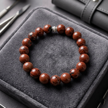 Kahverengi Obsidyen Doğal Taş Bileklik 10 mm