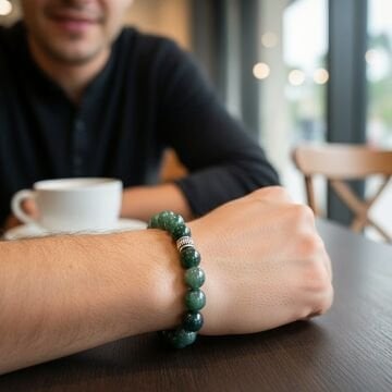 Yosunlu Akik (Moss Agat) Doğal Taş Bileklik