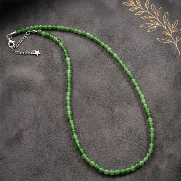 Yeşim Taşı Çelik Kolye - 4 mm