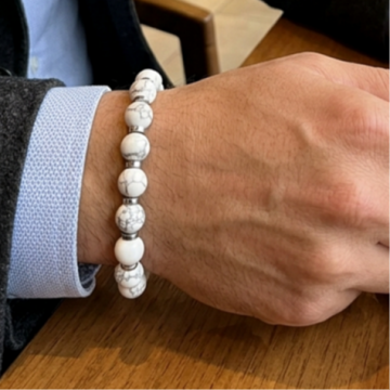 Havlit ve Hematit Doğal Taş Bileklik - 10 mm