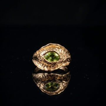 Zebercet (Peridot) Taşlı Tasarım Gümüş Yüzük