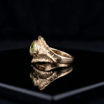 Zebercet (Peridot) Taşlı Tasarım Gümüş Yüzük
